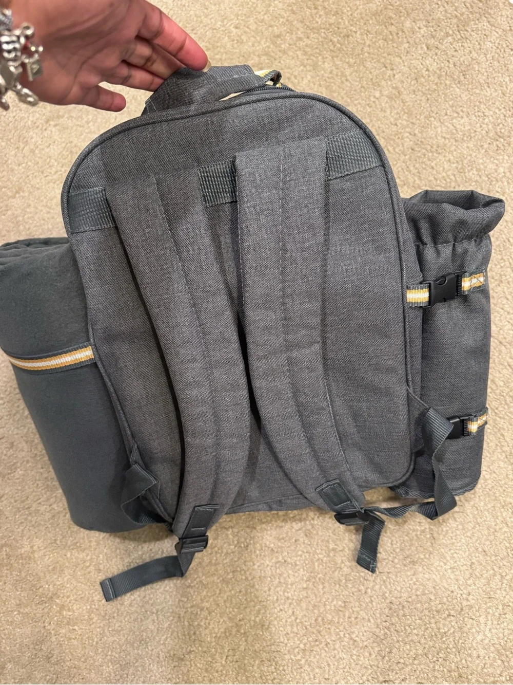Gray Picnic Kit Backpack with Organizer Pouch